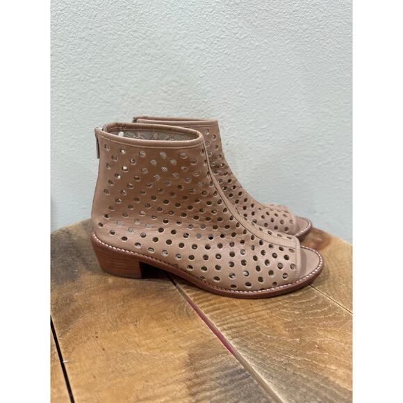 Loeffler Randall Shoes - Loeffler Randall Ione Perforated Open Toe Booties size 8 tan/cream